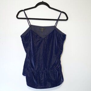 J.Crew Women's Navy Velvet Peplum Tank 8T